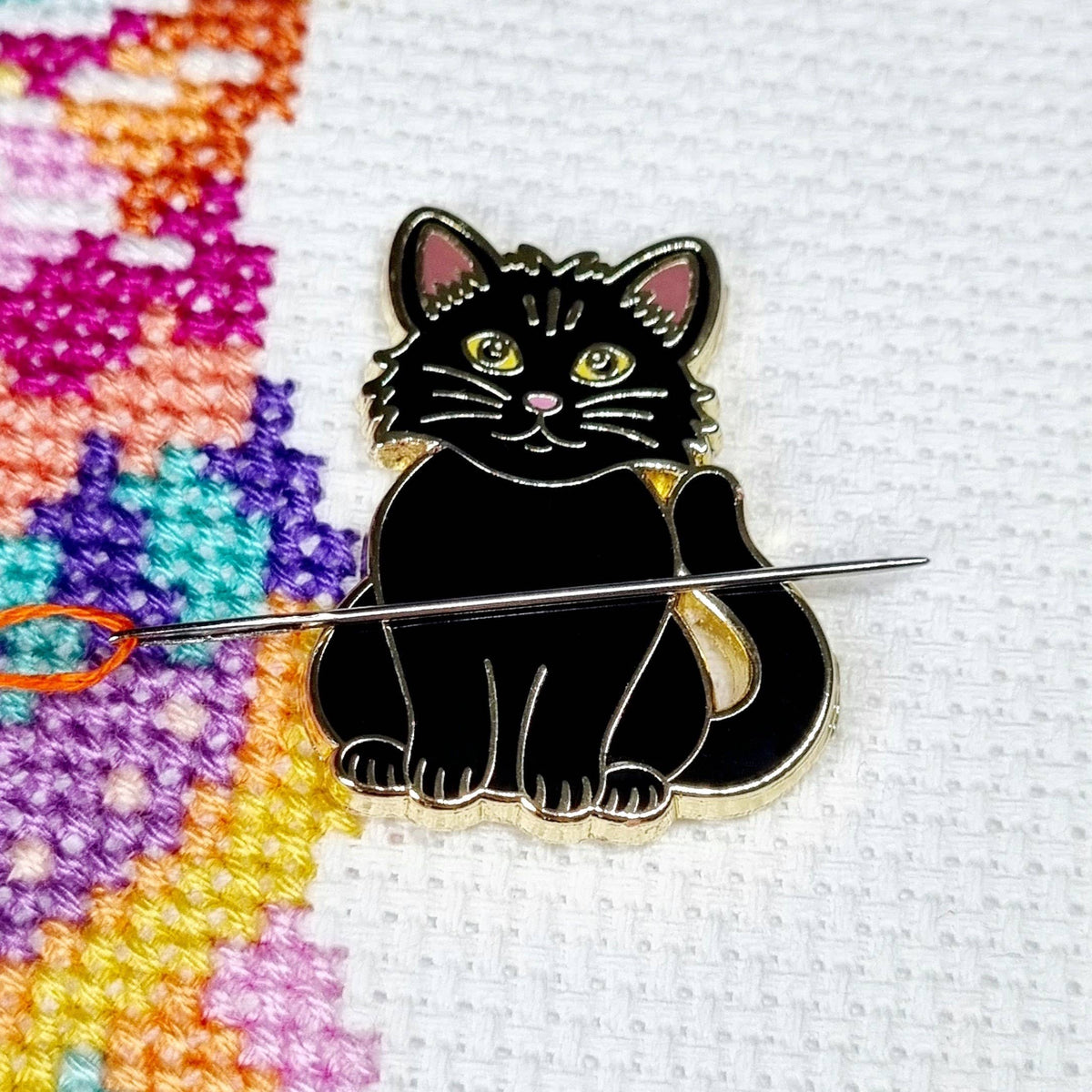 Black Cat Needle Minder for Cross Stitch & Embroidery