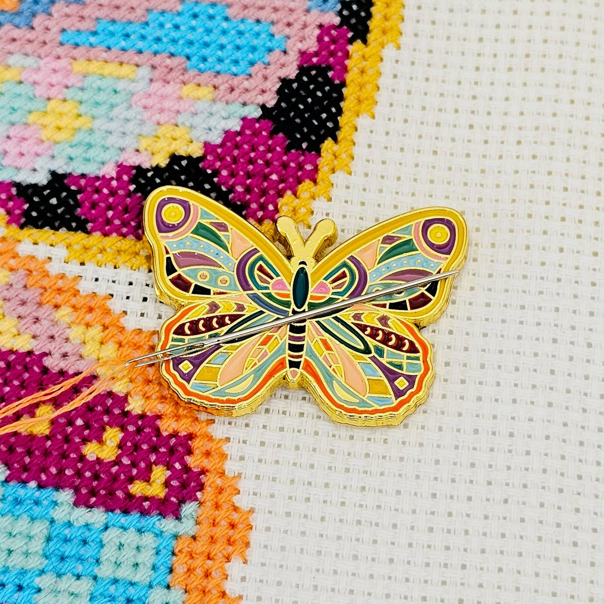 Mandala Butterfly Needle Minder for Cross Stitch & Sewing