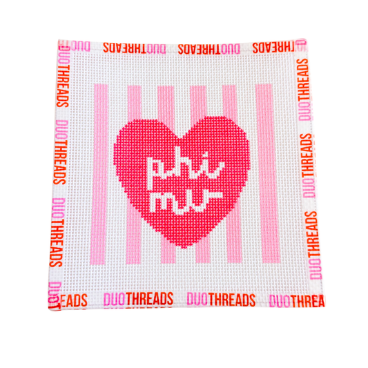 Phi Mu Sorority Heart Needlepoint